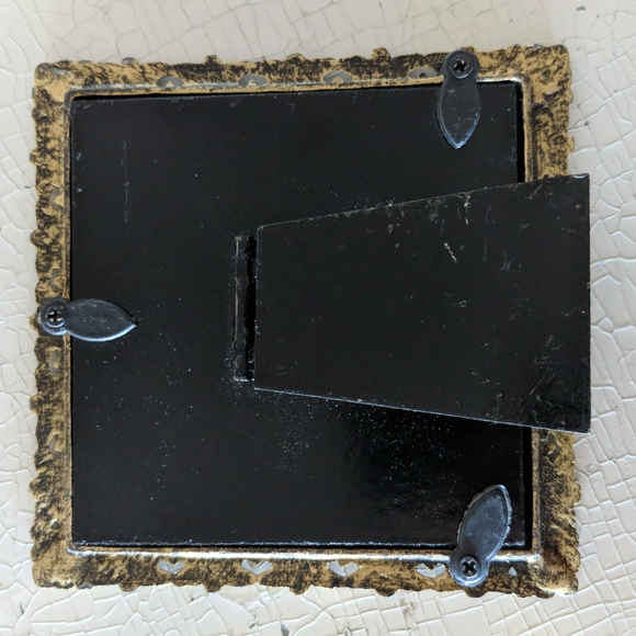 Metal picture frame with yellow stones, glass/picture size 3"x3" - Picture 4 of 8